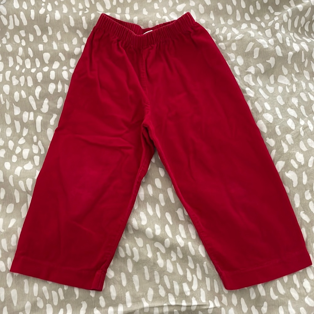 Boys red corduroy and ants elastic waist 3/3T